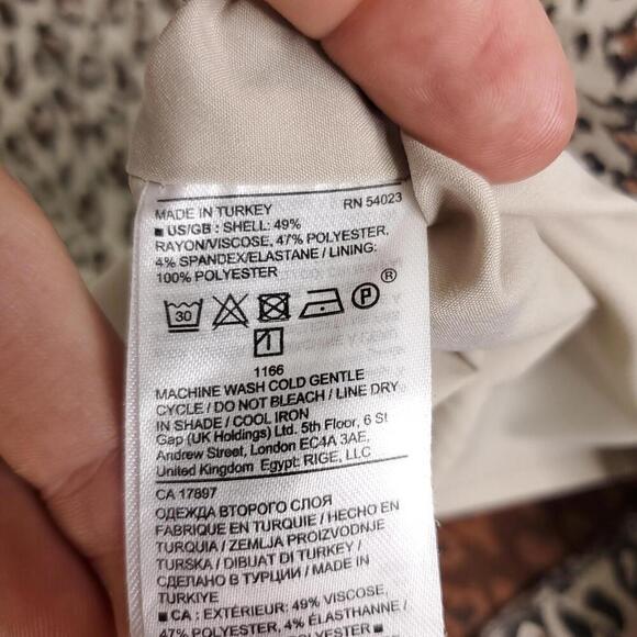 Banana Republic Dress Womens Size 8 Puff Sleeve Leopard Exotic Animal Sheath - Picture 7 of 9